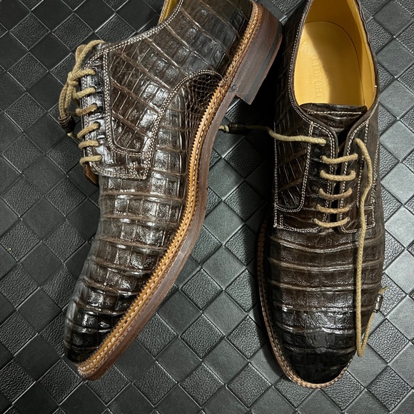 Hand made Italian brown leather skin,size 11.5, lace shoe. - Picture 3 of 6